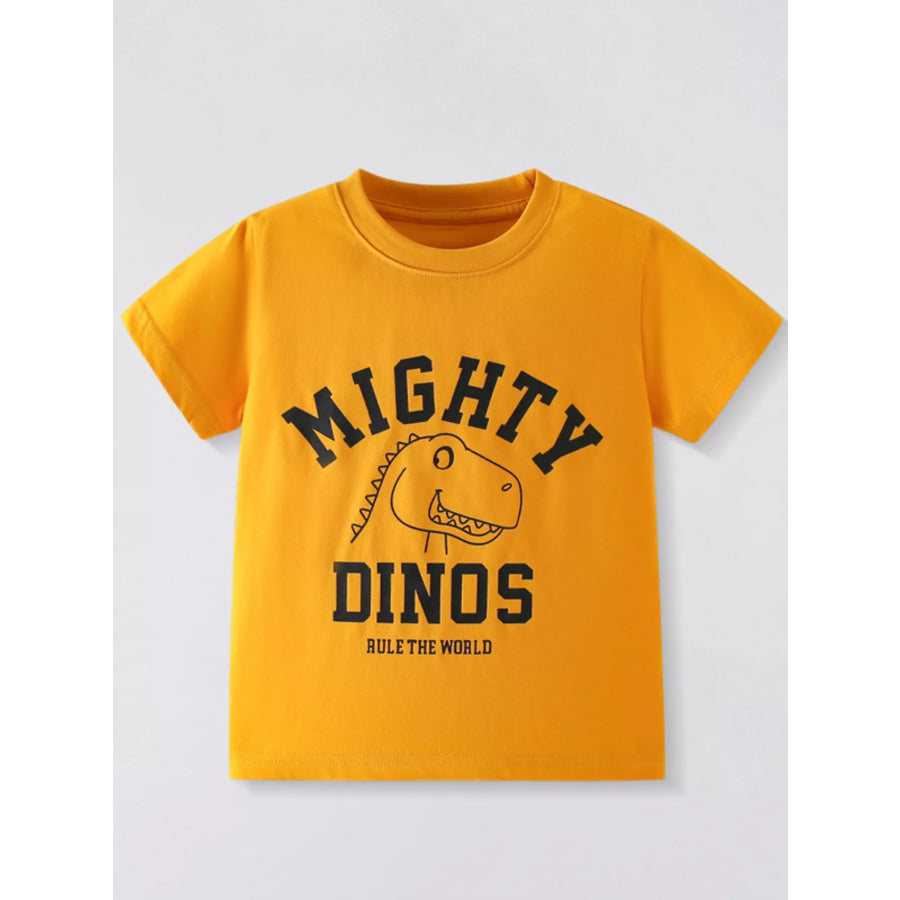 Children’s Dinosaur Round Neck T-Shirt Gold / 2-3Y Apparel and Accessories