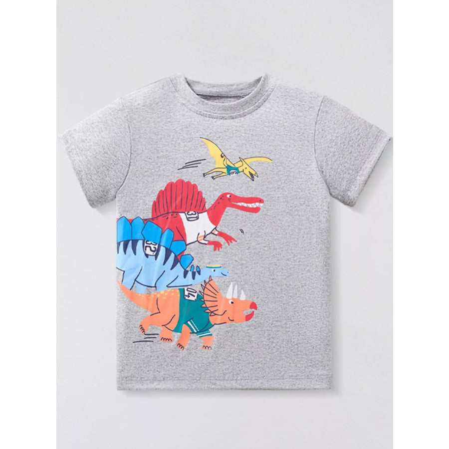 Children’s Dinosaur Round Neck T-Shirt Light Gray / 2-3Y Apparel and Accessories