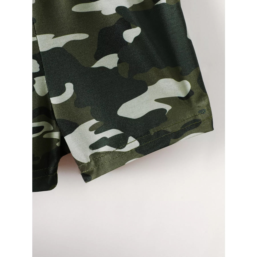 Children’s Dinosaur Round Neck Tee and Camo Shorts Set Apparel and Accessories