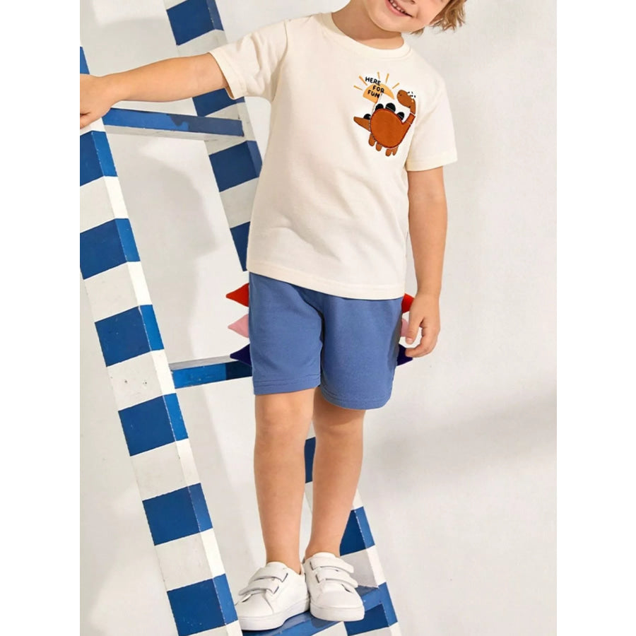 Children’s Dinosaur Round Neck Tee and Shorts Set 2315 / 2Y Apparel and Accessories