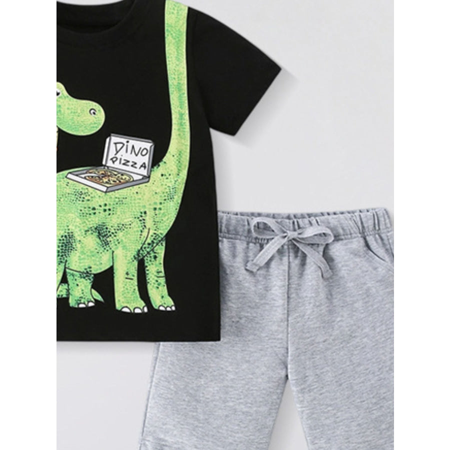 Children’s Dinosaur Round Neck Tee and Shorts Set Apparel and Accessories