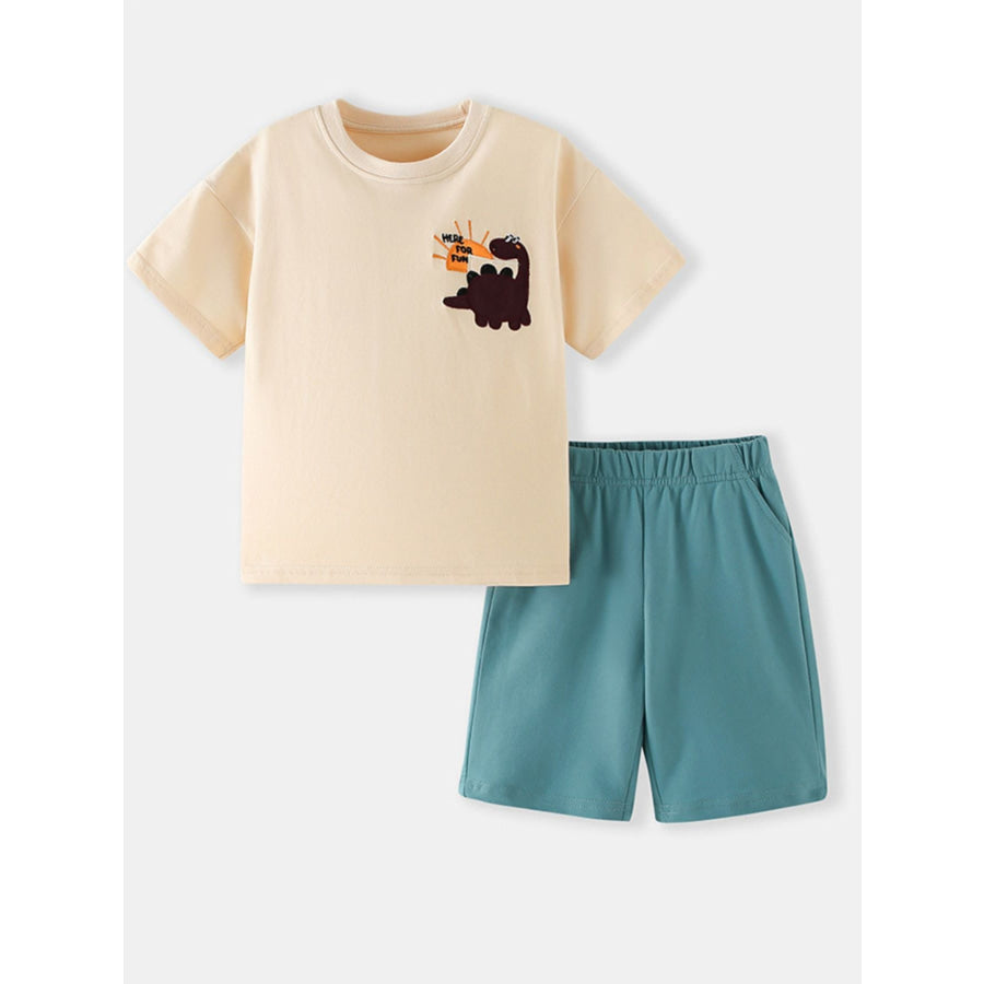 Children’s Dinosaur Round Neck Tee and Shorts Set Apparel and Accessories