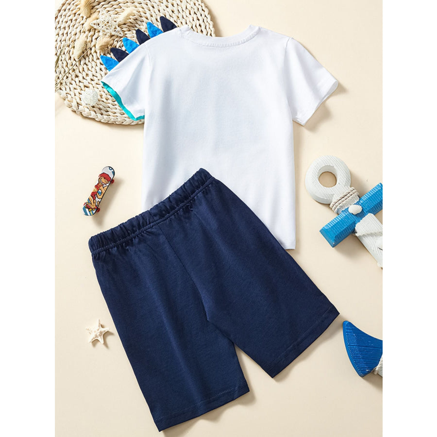 Children’s Dinosaur Round Neck Tee and Shorts Set Apparel and Accessories