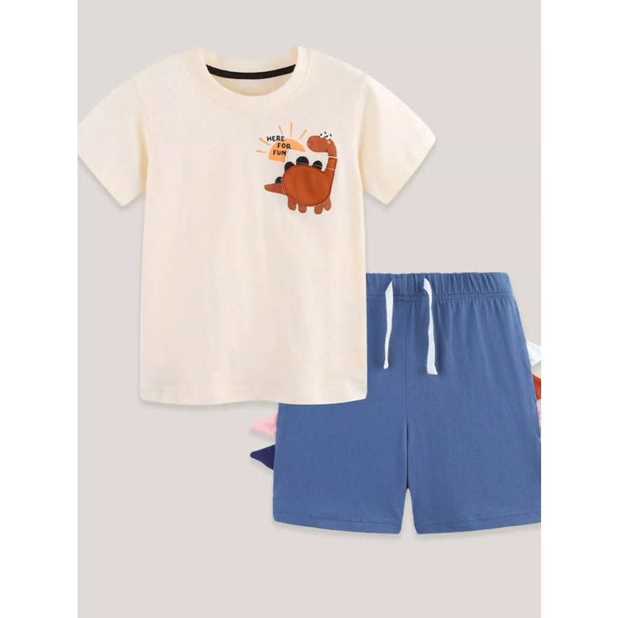 Children’s Dinosaur Round Neck Tee and Shorts Set Apparel and Accessories