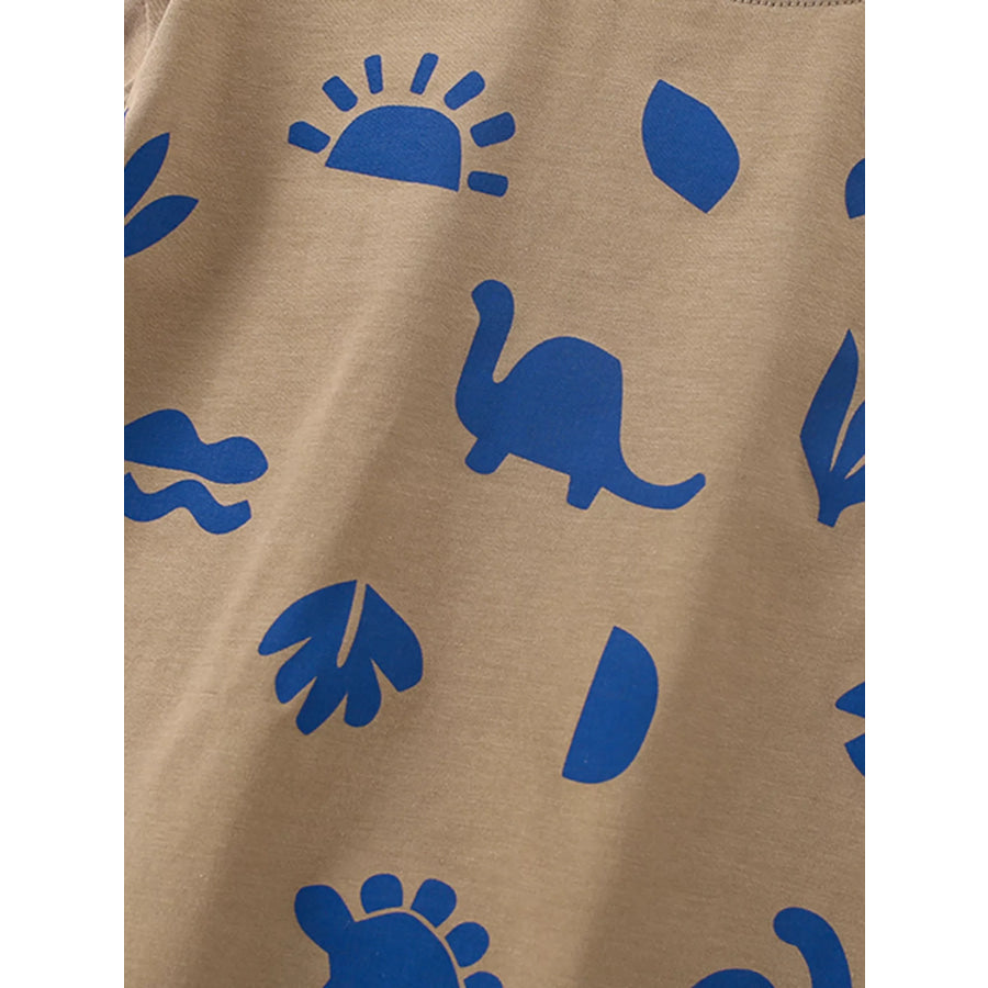 Children’s Dinosaur Round Neck Top and Shorts Set Apparel and Accessories