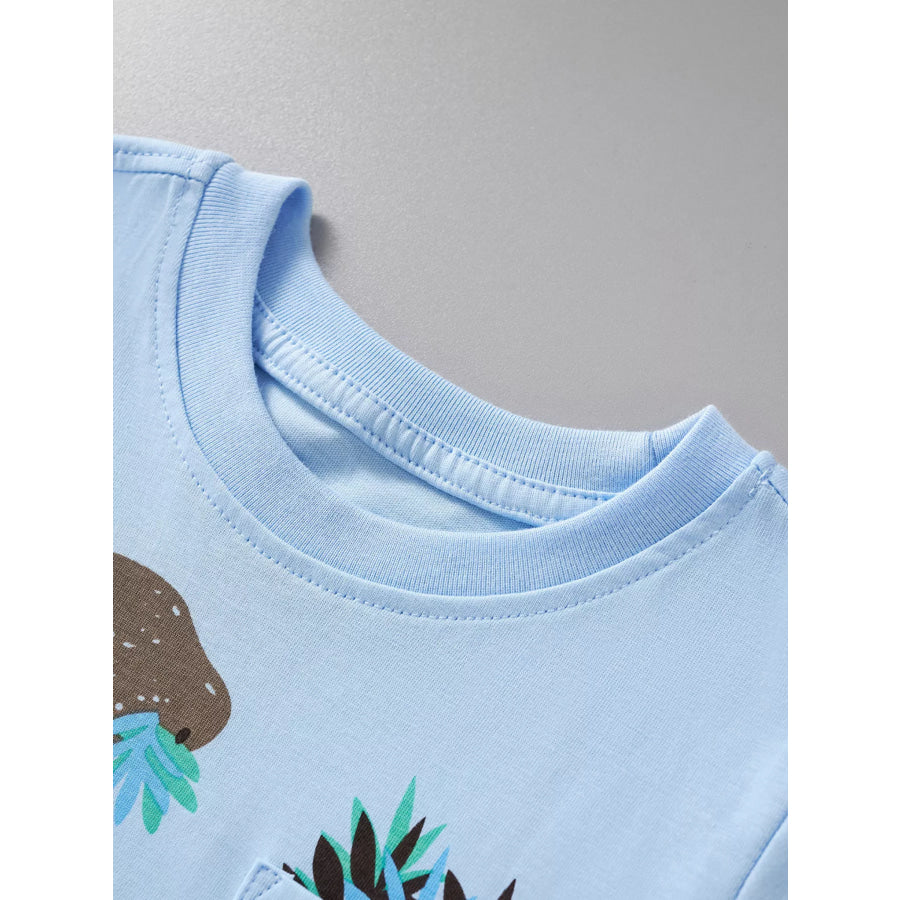 Children’s Dinosaur Round Neck Top and Shorts Set Apparel and Accessories