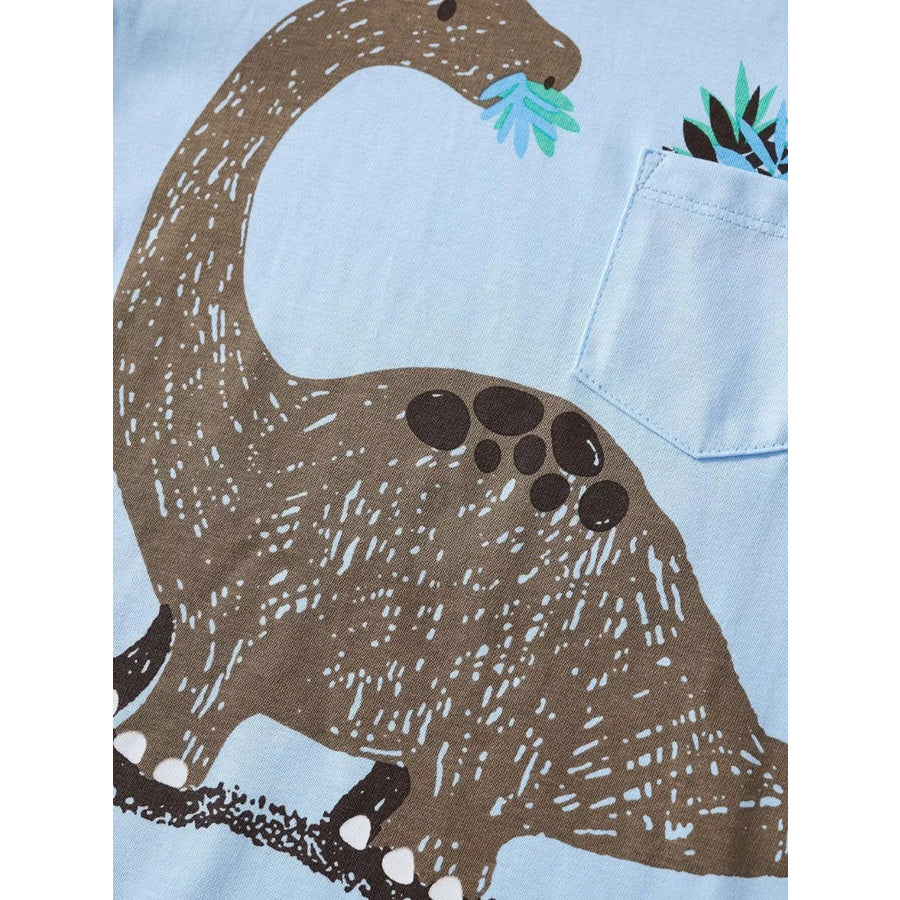 Children’s Dinosaur Round Neck Top and Shorts Set Apparel and Accessories