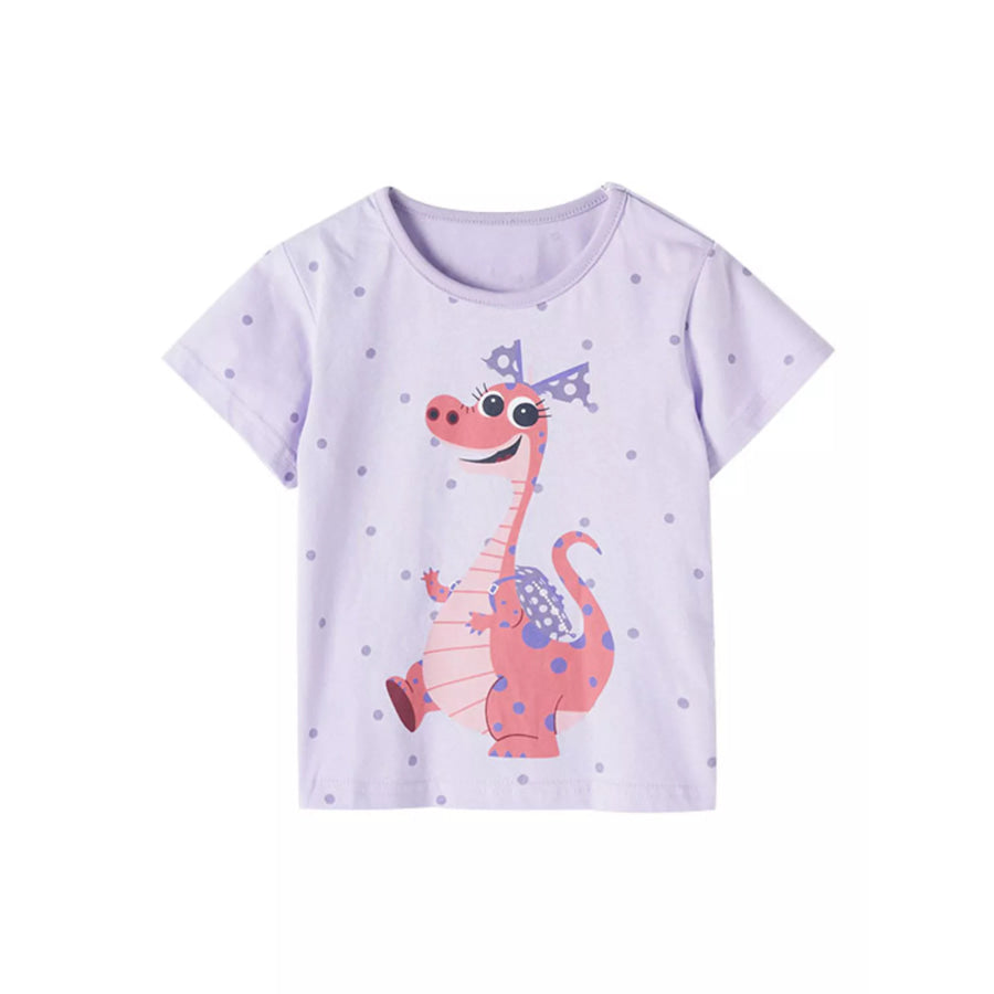 Children’s Dinosaur Short Sleeve T-Shirt Lavender / 5Y Apparel and Accessories