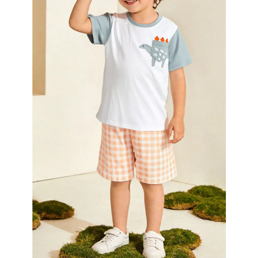 Children’s Dinosaur Short Sleeve Tee and Shorts Set White / 2Y Apparel and Accessories