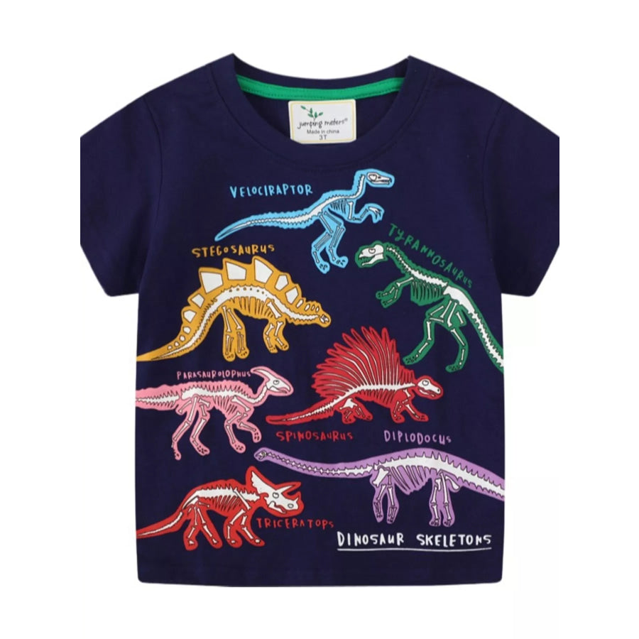 Children’s Dinosaur Skeleton Short Sleeve T-Shirt Dark Navy / 2T Apparel and Accessories