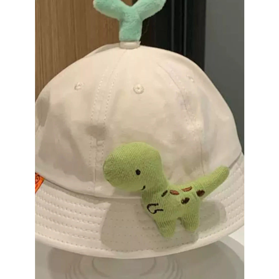 Children’s Dinosaur & Sprout Decor Bucket Hat Beige / One Size Apparel and Accessories