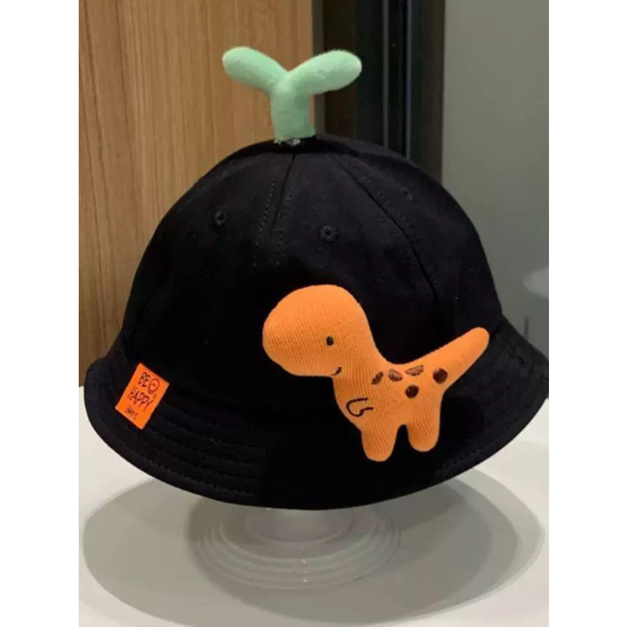 Children’s Dinosaur & Sprout Decor Bucket Hat Black / One Size Apparel and Accessories