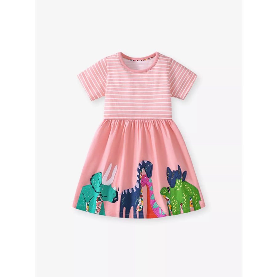 Children’s Dinosaur Striped Casual Dress Apparel and Accessories