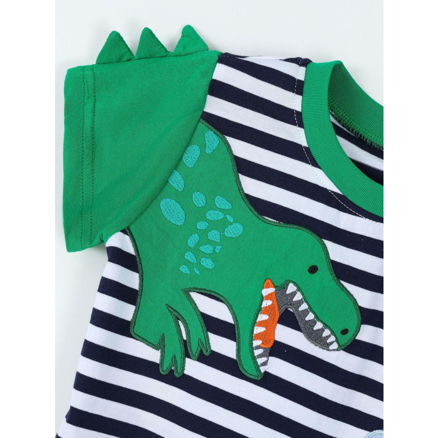 Children’s Dinosaur Striped Short Sleeve T-Shirt Apparel and Accessories