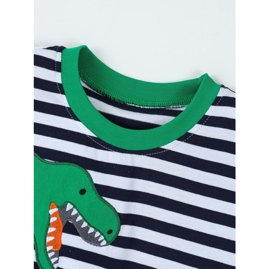 Children’s Dinosaur Striped Short Sleeve T-Shirt Apparel and Accessories