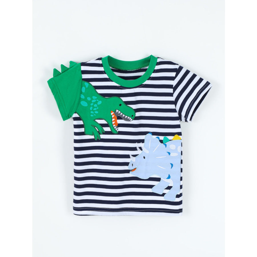 Children’s Dinosaur Striped Short Sleeve T-Shirt Apparel and Accessories