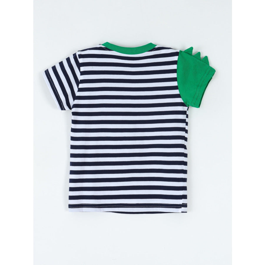Children’s Dinosaur Striped Short Sleeve T-Shirt Apparel and Accessories