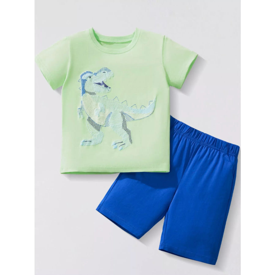 Children’s Dinosaur T-shirt and Shorts Set Light Green / 3Y Apparel and Accessories