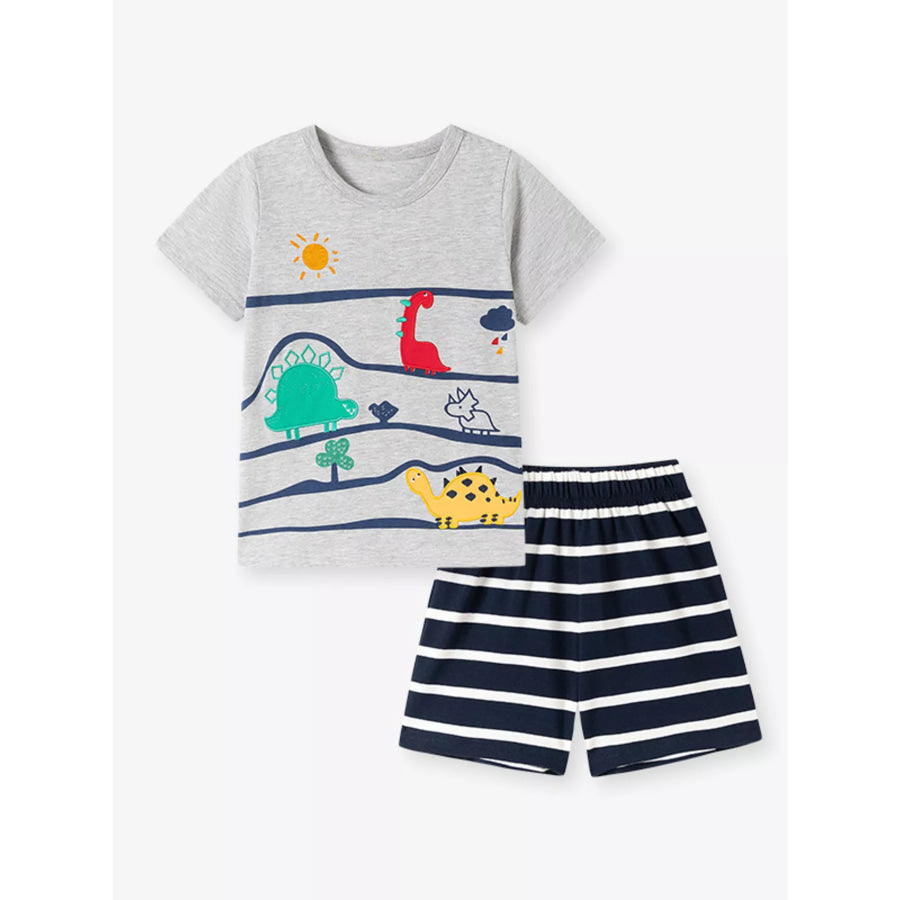Children’s Dinosaur T-Shirt & Striped Shorts Set Apparel and Accessories