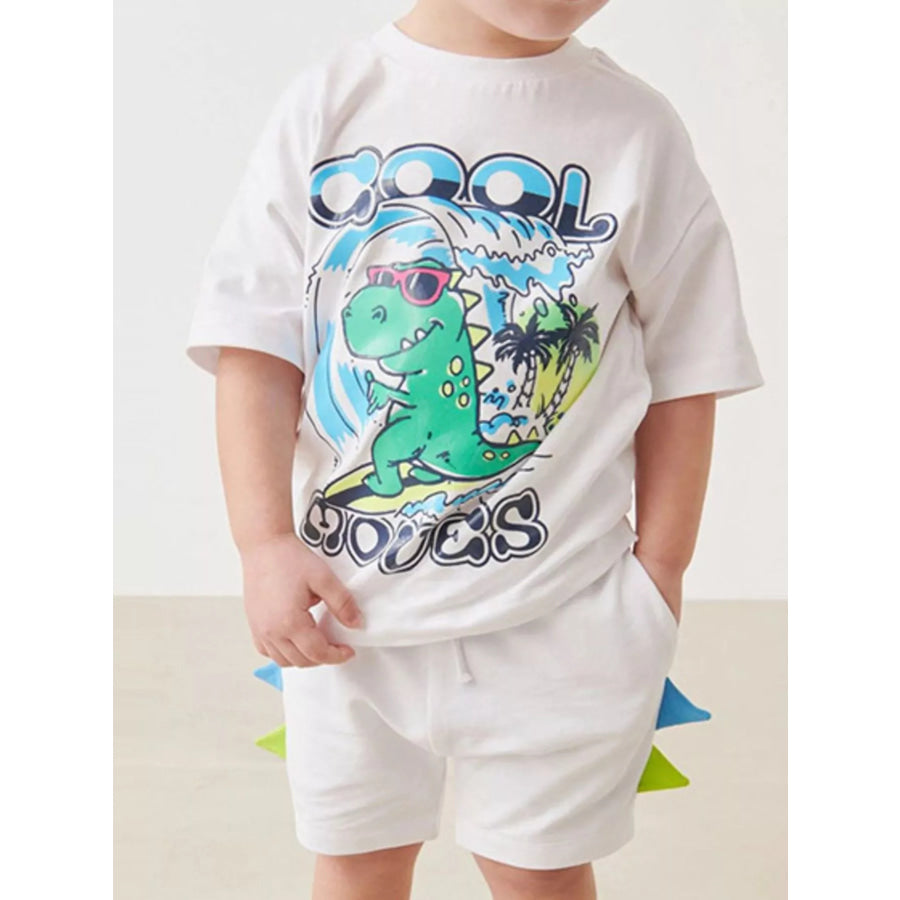 Children’s Dinosaur Tee and Shorts Set White / 5Y Apparel and Accessories