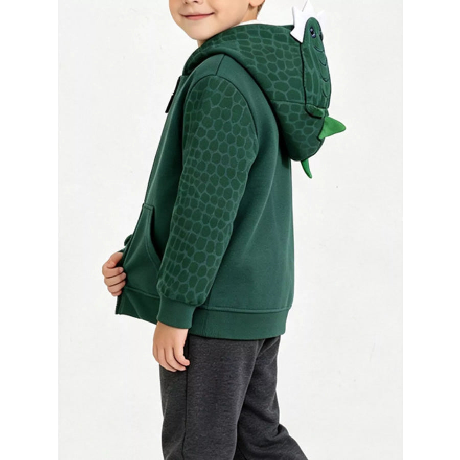 Children’s Dinosaur Texture Pattern Zip-Up Hoodie Apparel and Accessories