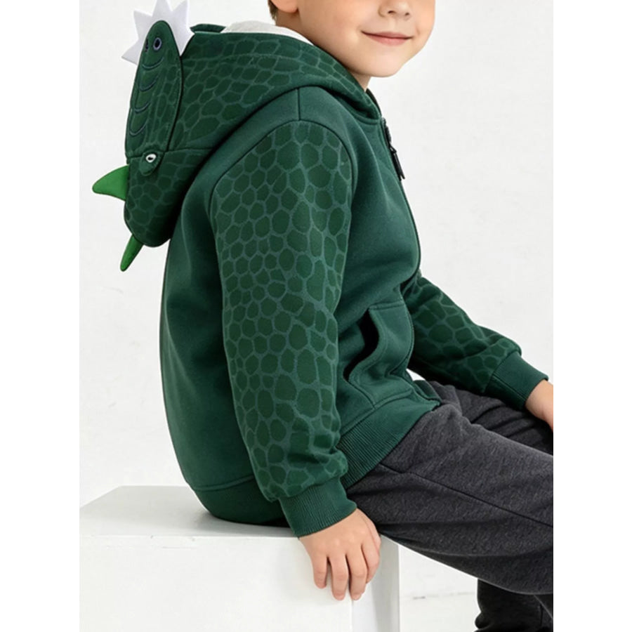 Children’s Dinosaur Texture Pattern Zip-Up Hoodie Apparel and Accessories