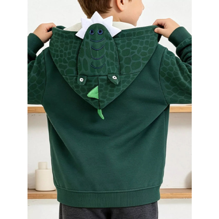 Children’s Dinosaur Texture Pattern Zip-Up Hoodie Apparel and Accessories
