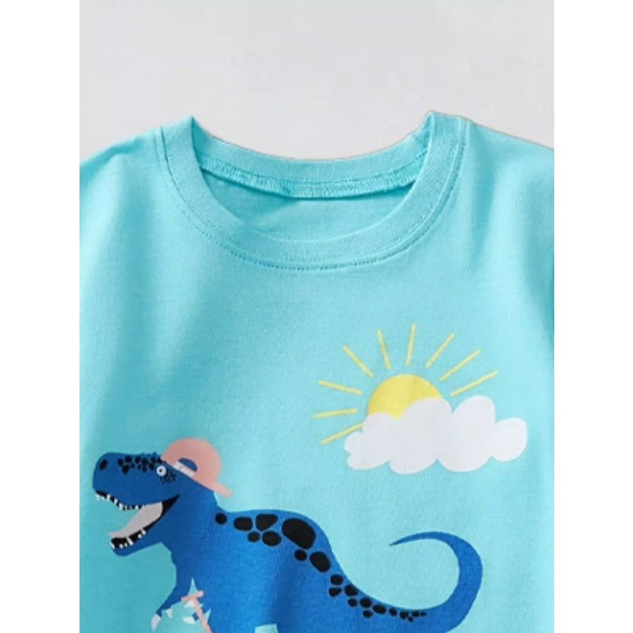 Children’s Dinosaur Triceratops Graphic T-Shirt Pastel Blue / 3Y Apparel and Accessories