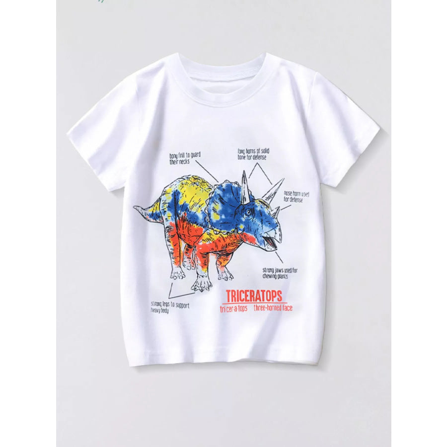 Children’s Dinosaur Triceratops Graphic T-Shirt White / 3Y Apparel and Accessories