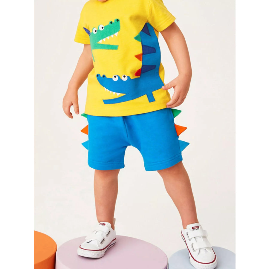 Children’s Dinosaur Trimmed Shorts Sky Blue / 2Y Apparel and Accessories