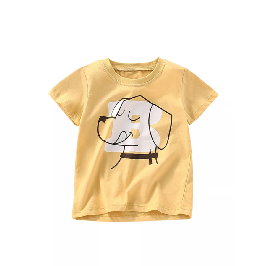 Children’s Dog Graphic Short Sleeve T-Shirt Gold / 3Y Apparel and Accessories