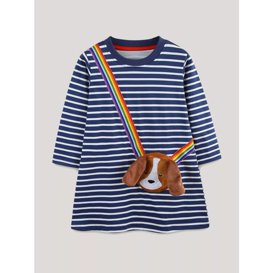 Children’s Dog Striped Long Sleeve Dress Apparel and Accessories
