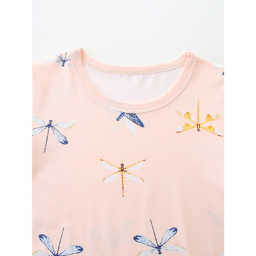Children’s Dragonfly Print Casual Tee and Shorts Set Apparel and Accessories