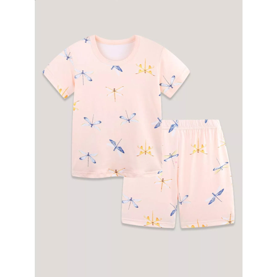 Children’s Dragonfly Print Casual Tee and Shorts Set Apparel and Accessories