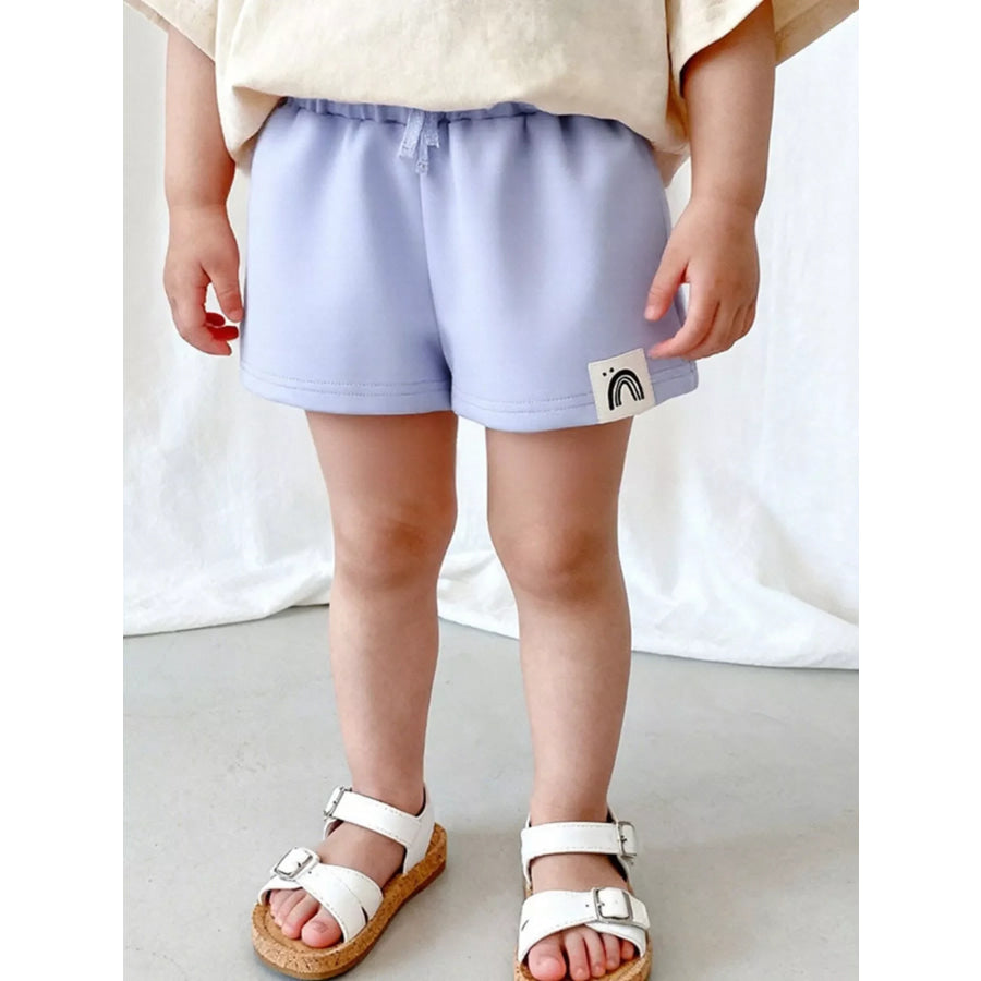 Children’s Drawstring Rainbow Patch Terry Shorts Light Blue / 3T Apparel and Accessories