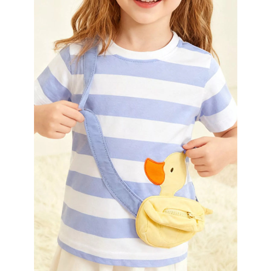 Children’s Duck Applique Striped T-Shirt Light Blue / 2T Apparel and Accessories