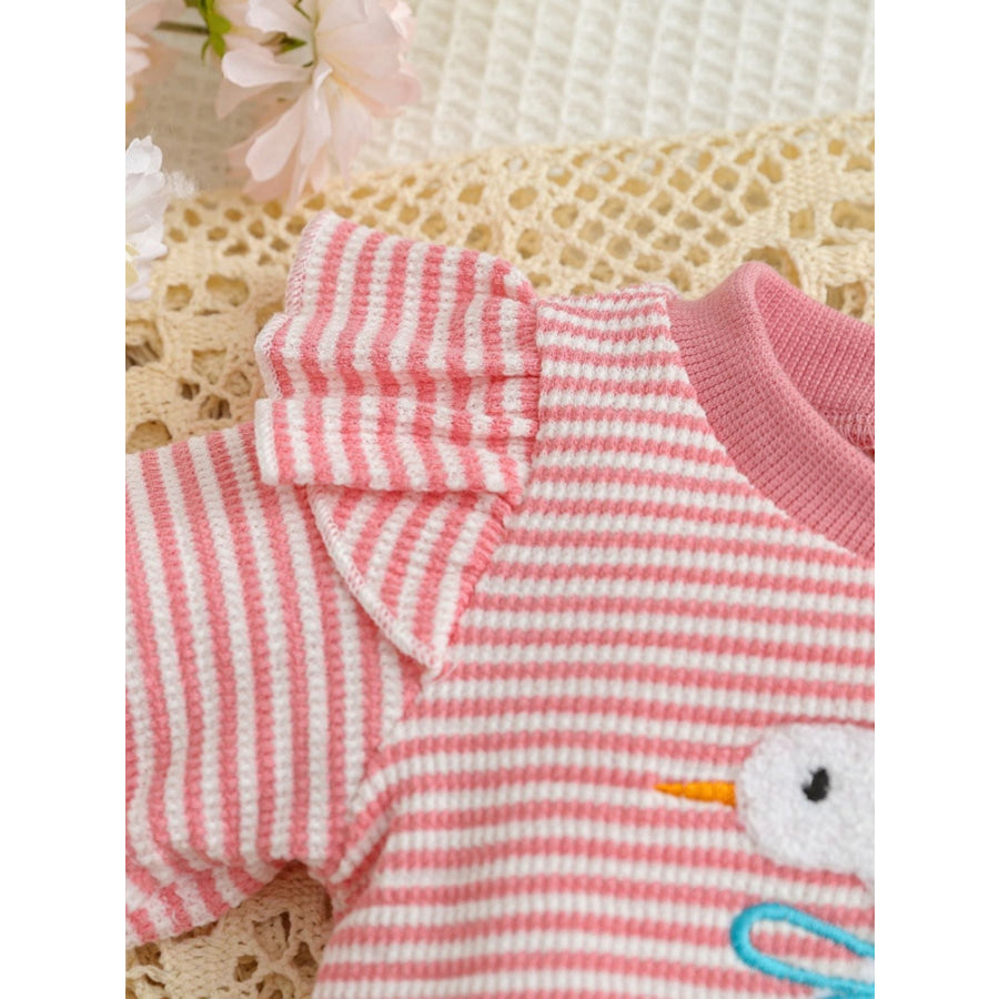 Children’s Duck Embroidered Ruffle Sleeve Striped Top and Shorts Set Apparel and Accessories