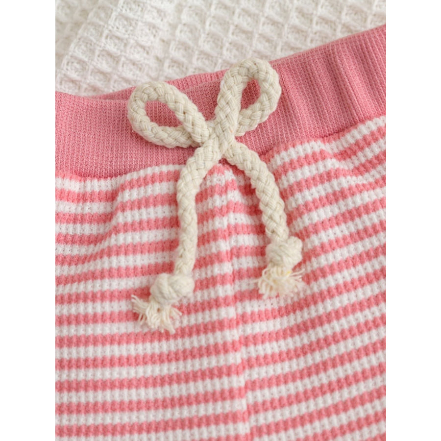 Children’s Duck Embroidered Ruffle Sleeve Striped Top and Shorts Set Apparel and Accessories