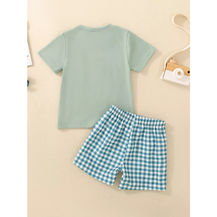 Children’s Duck Embroidered T-shirt and Gingham Shorts Set Apparel and Accessories