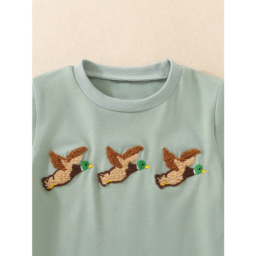 Children’s Duck Embroidered T-shirt and Gingham Shorts Set Apparel and Accessories