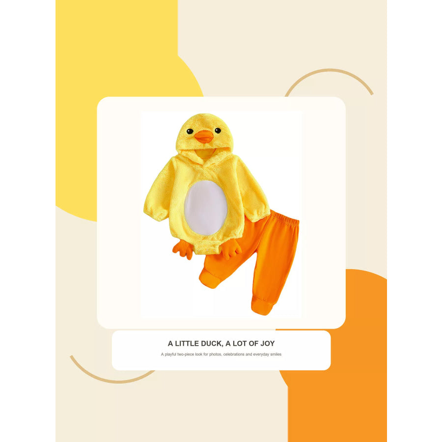 Children’s Duck Hooded Bodysuit and Pants Two-Piece Set Apparel and Accessories