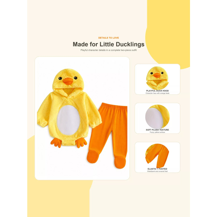 Children’s Duck Hooded Bodysuit and Pants Two-Piece Set Apparel and Accessories