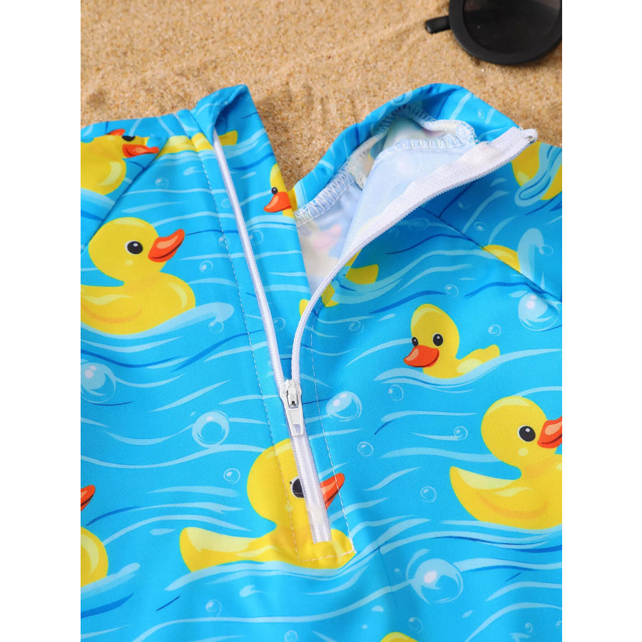 Children’s Duck Print Short Sleeve Swimsuit Apparel and Accessories