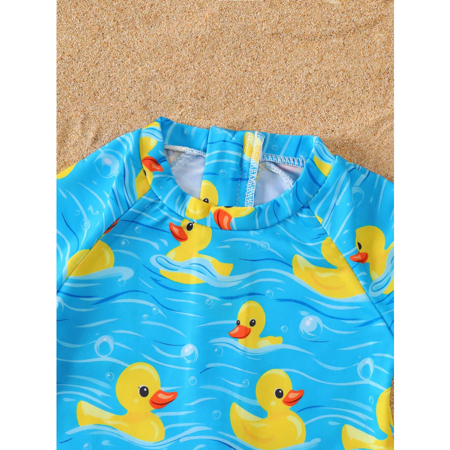 Children’s Duck Print Short Sleeve Swimsuit Apparel and Accessories