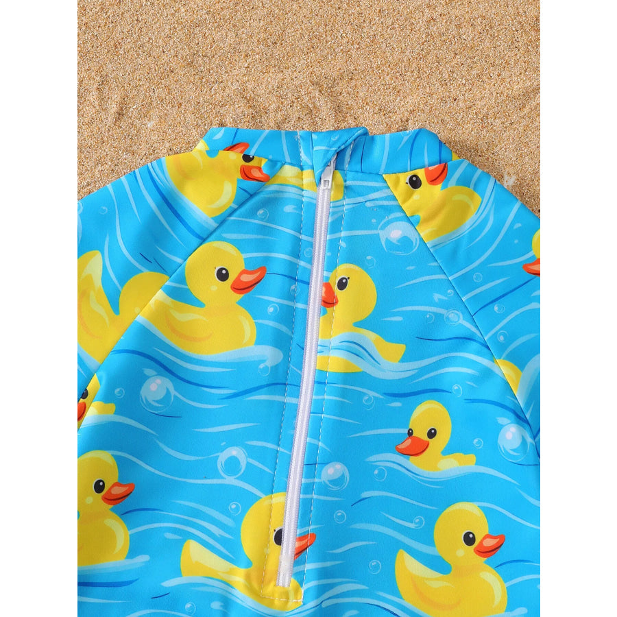 Children’s Duck Print Short Sleeve Swimsuit Apparel and Accessories