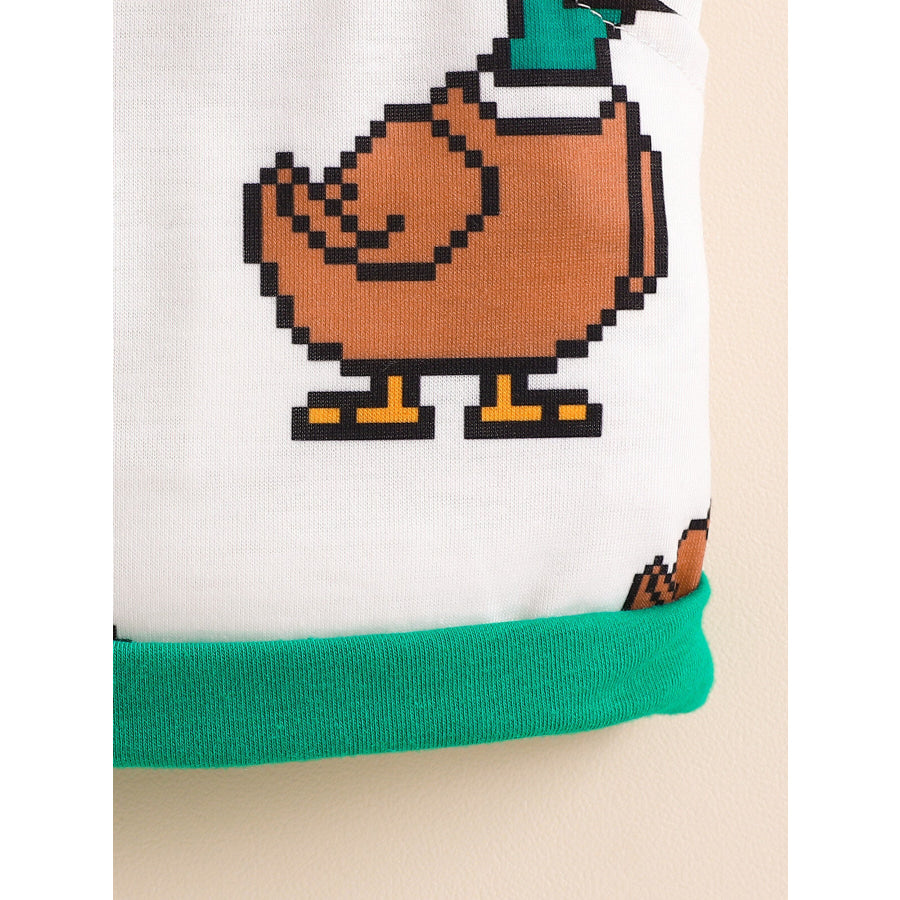 Children’s Duck Round Neck Tee and Shorts Set Apparel and Accessories