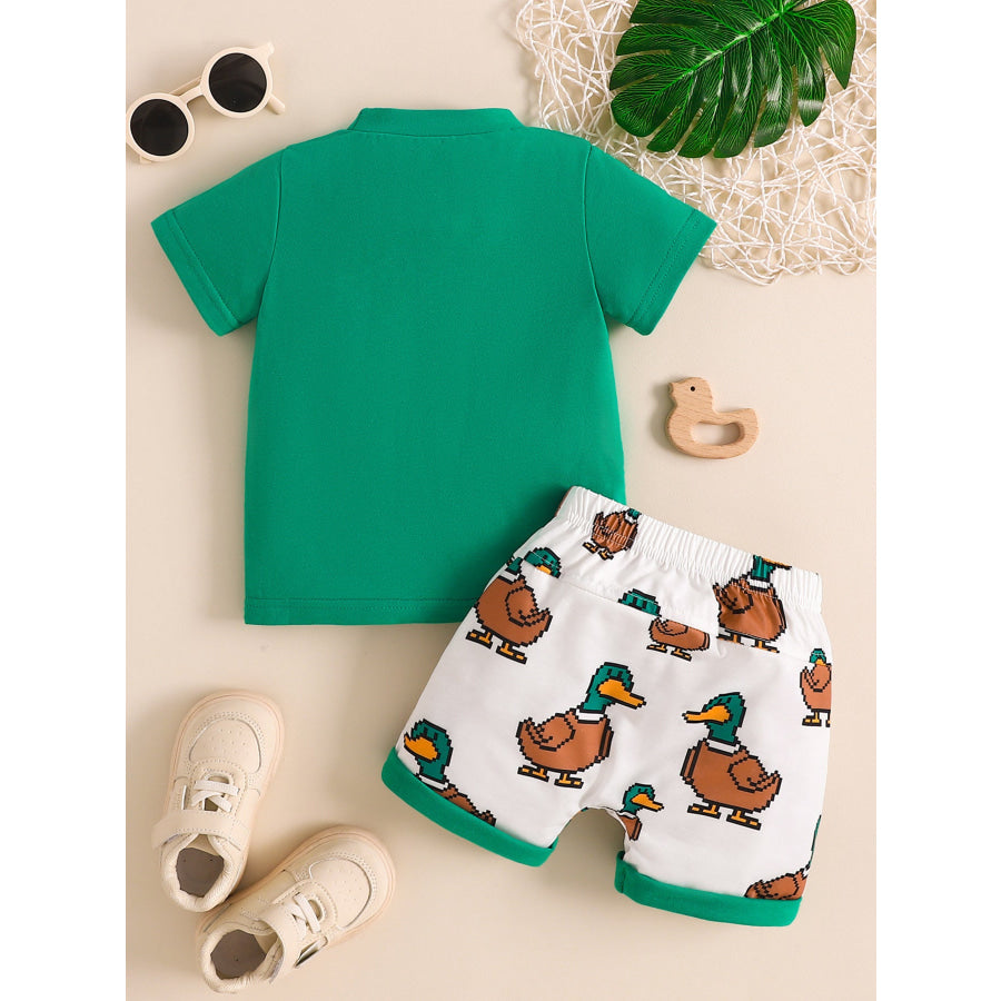 Children’s Duck Round Neck Tee and Shorts Set Apparel and Accessories