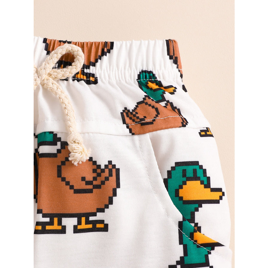 Children’s Duck Round Neck Tee and Shorts Set Apparel and Accessories