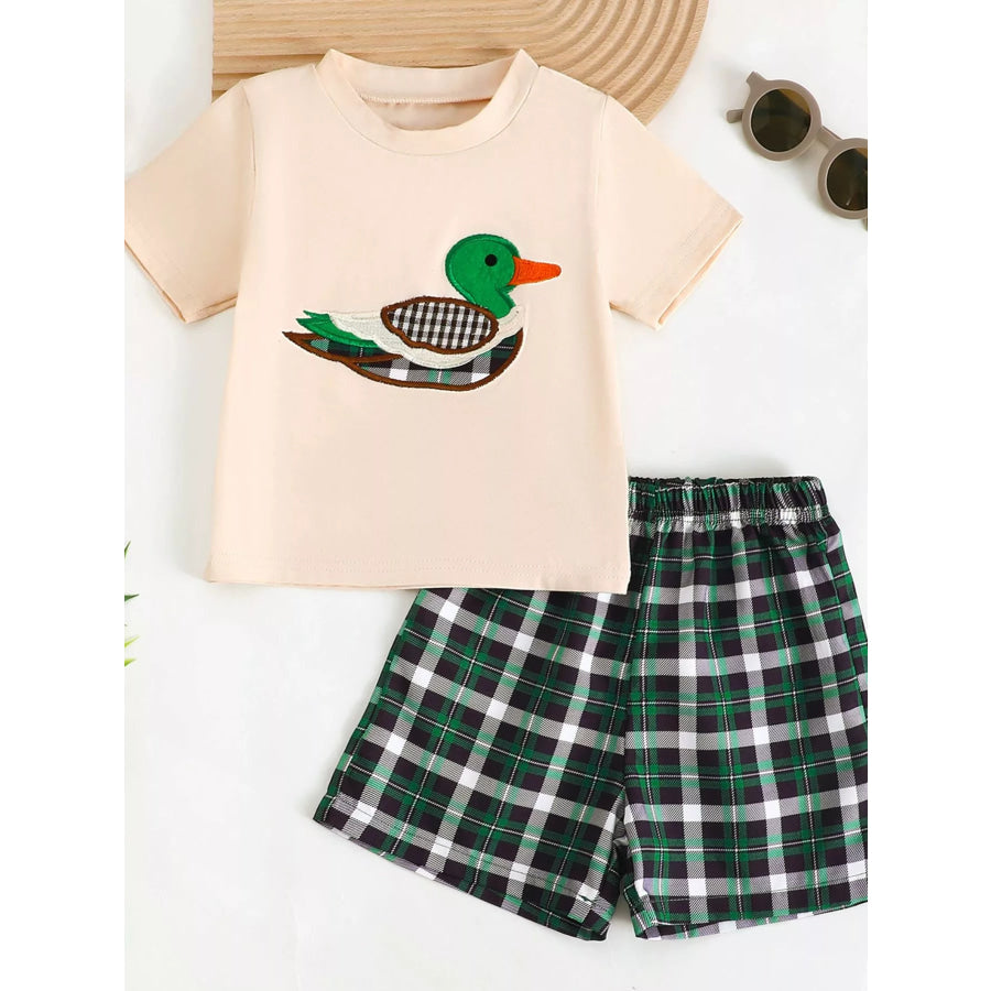 Children’s Duck Short Sleeve T-Shirt & Shorts Set Apricot / 6-12M Apparel and Accessories