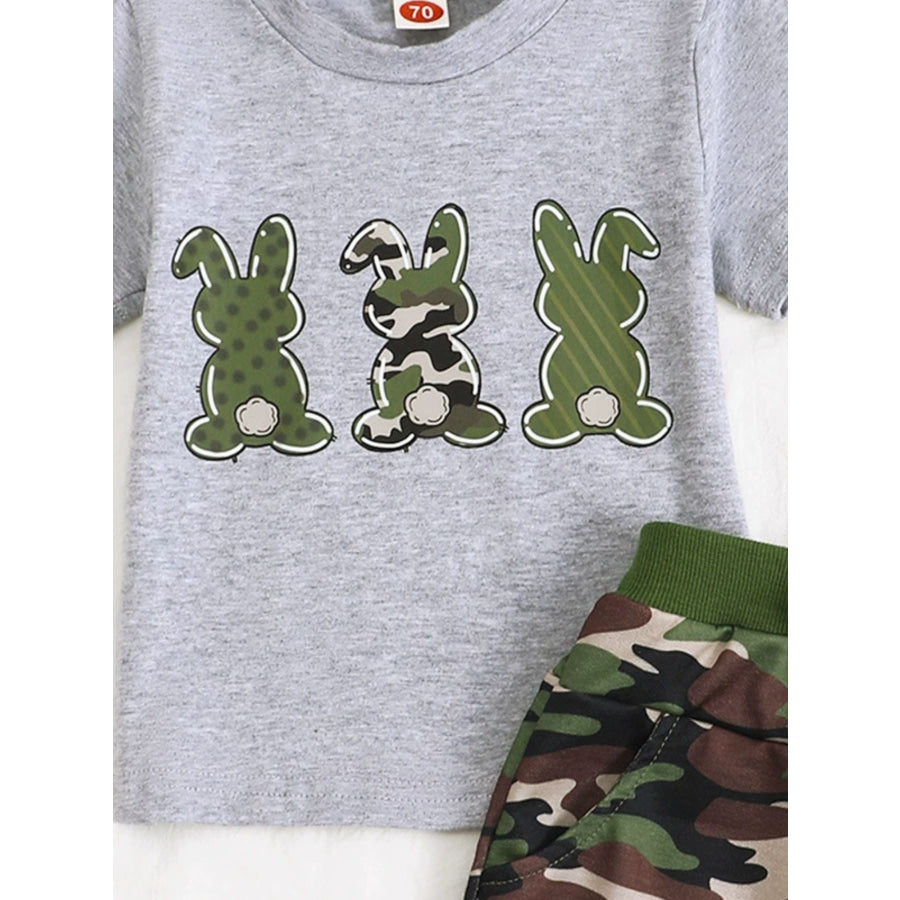 Children’s Easter Bunny Camo Print T-Shirt & Shorts Set Apparel and Accessories